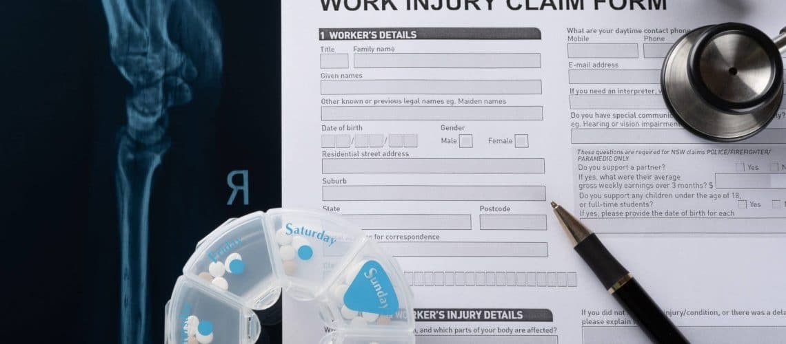 Work injury claim form showcasing employers responsibility on workers compensation in North America